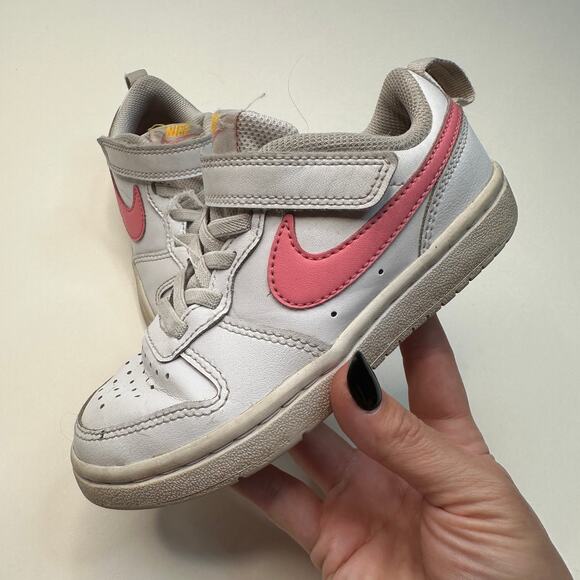 Nike Court Borough White Pink Check Sneakers - Picture 1 of 6